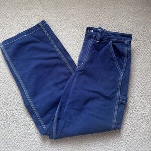 Blue Denim Aritzia Pants with White Stitching